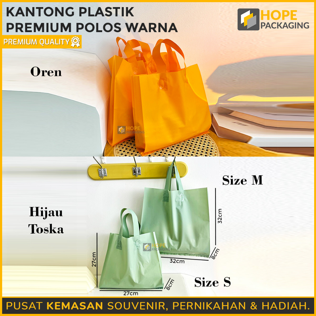 

[HARGA/ 5 PCS] Kantong Plastik Premium Polos / Kantong Belanja / Plastik Hampers Ulang Tahun