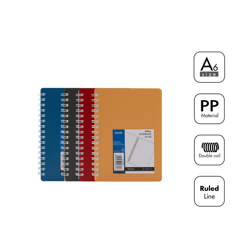 

[Stationery Spectrum] Bantex Buku Catatan / Spiral Notebook Stylish dengan Cover PU Leather SPA660