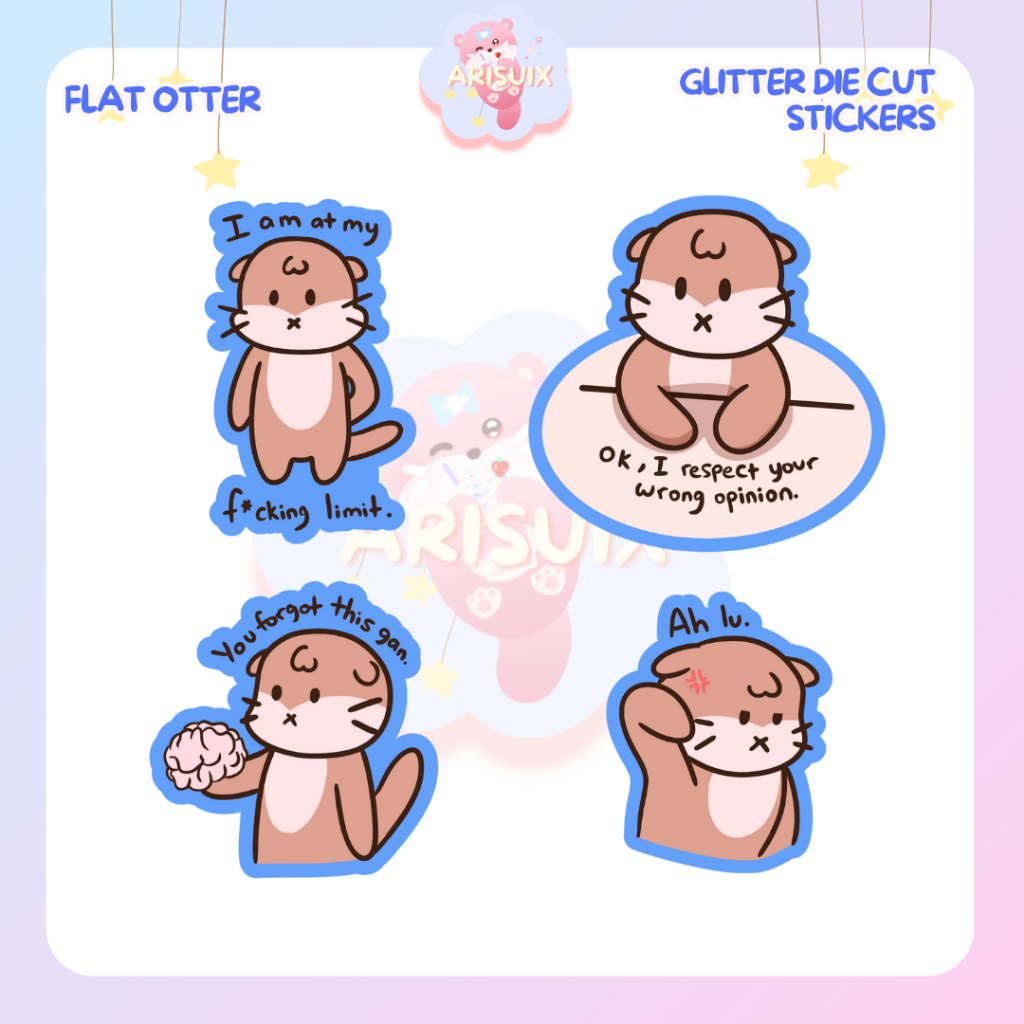 

[Arisuix] Flat Otter - Arisuix Friends Series - Vinyl Glitter Die Cut Sticker