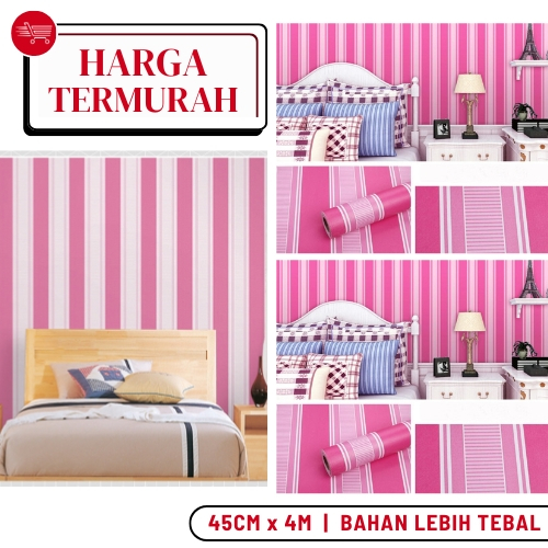 Wallpaper Dinding Kamar Tidur Walpaper Dinding Ruang Tamu Motif Salur Pink Walpeper dinding Pink
