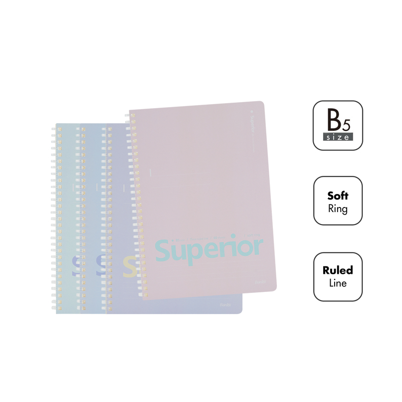 

[ONE's Stationery] Bantex Buku Notebook Spiral Soft Ring B5 Superior Bergaris Warna Pastel SPB560