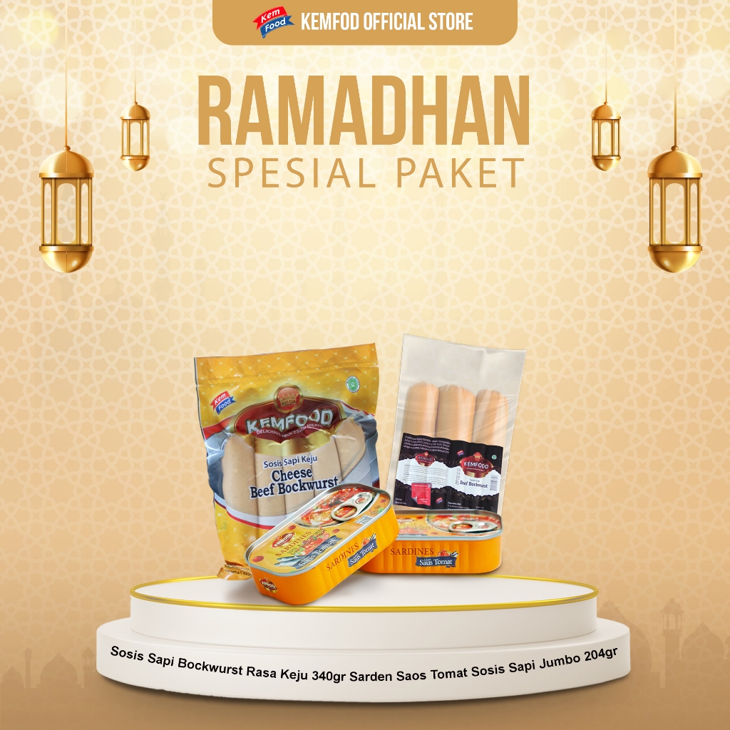 

PAKET RAMADHAN 2 - Sosis Sapi Bockwurst Rasa Keju 340gr - Sarden Saos Cabai - Sosis Sapi Jumbo 204gr