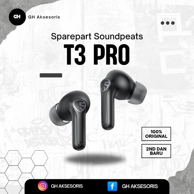 Sparepart Tws Soundpeats T3 pro original buds atau Case (2nd dan baru) earphone Bluetooth wireless