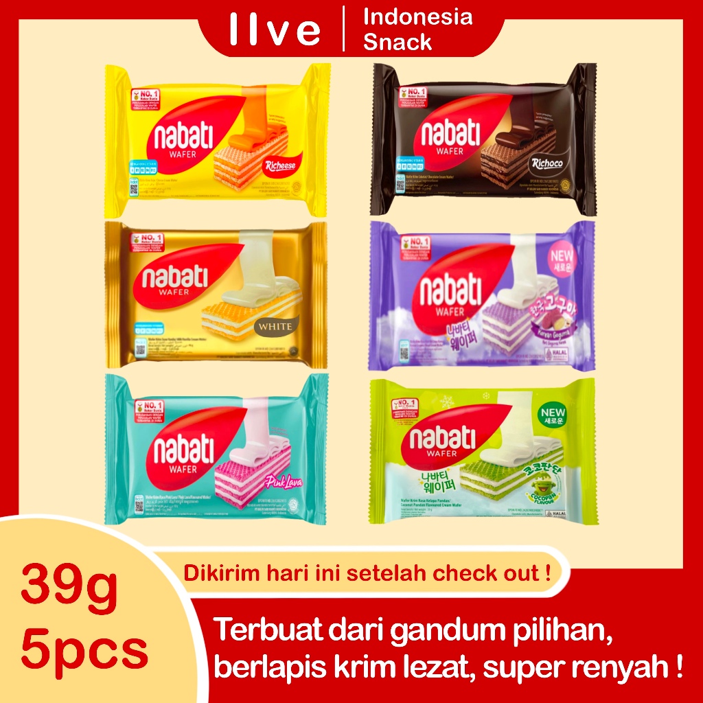 

PROMO Nabati 2000 Wafer isi 5 Keju\Coklat/Susu Vanila/Pink Lava/Roti Goguma/Kelapa