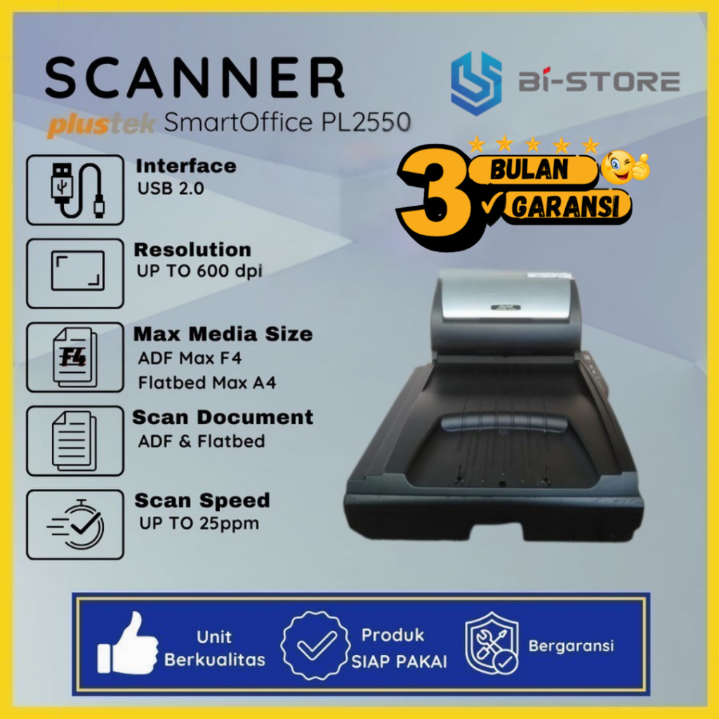Scanner Folio Plustek Smart Office PL2550 Bisa Ukuran F4 Legal Folio
