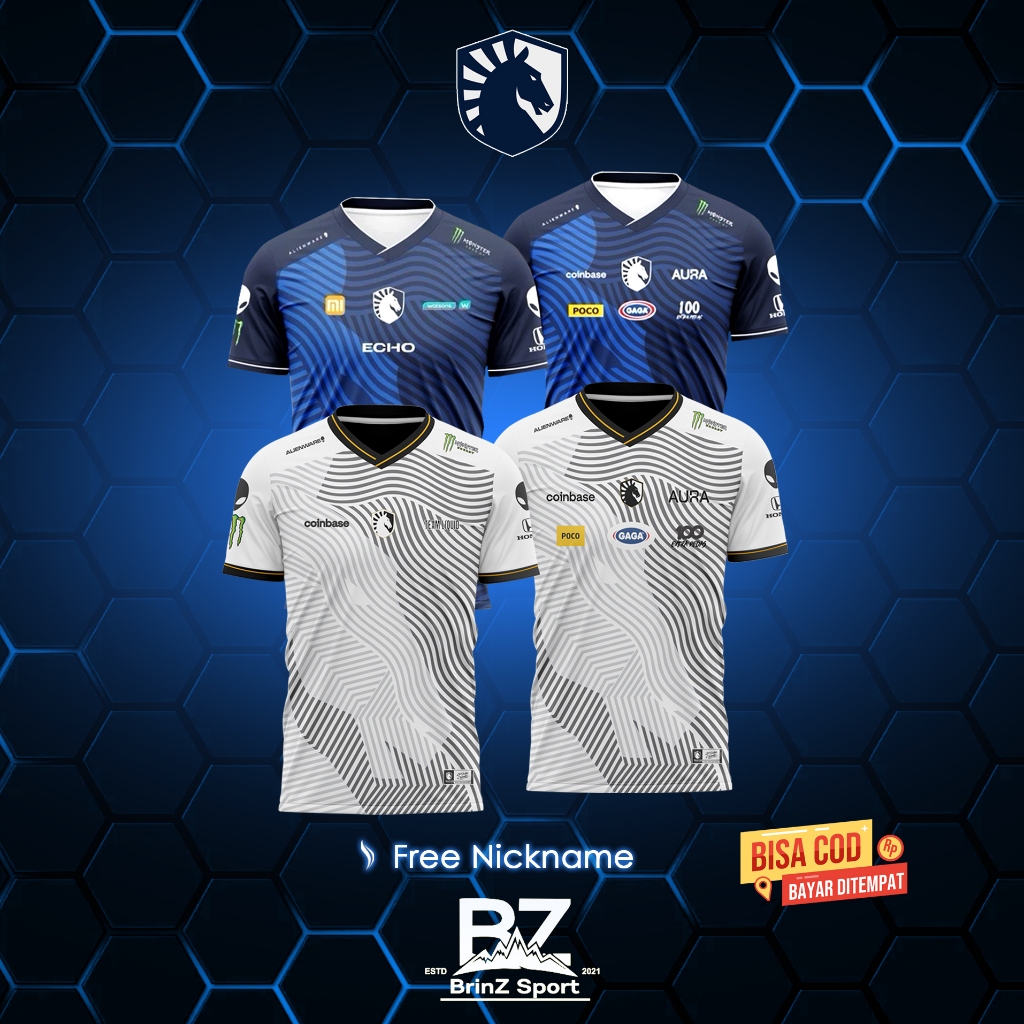 Jersey Baju Kaos Team Liquid X AURA X ECHO 2025 /Jersey Liquid ECHO 2025 / Terbaru Free Nickname