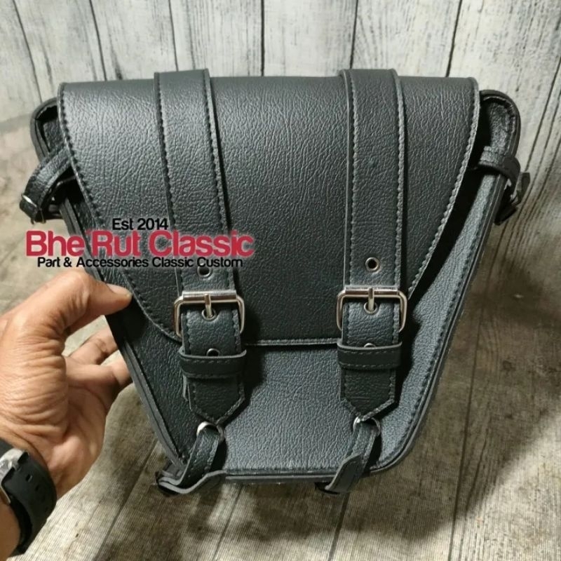 Tas Samping Side Bag Motor Classic Custom Caferacer Japstyle Bratstyle Chopper Honda Win 1 Pcs Hitam