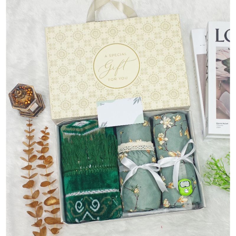 Hamper Hantaran Mukena Motif Dewasa Sejadah Turkey Free Tasbih Digital Hadiah Guru
