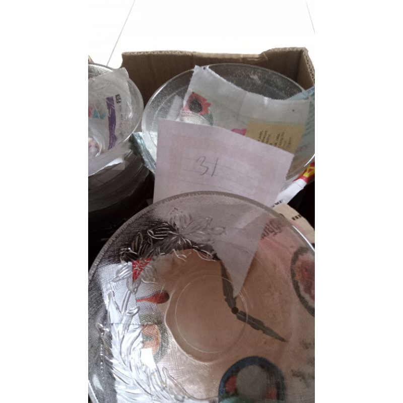 Mangkok kaca bening motif bunga