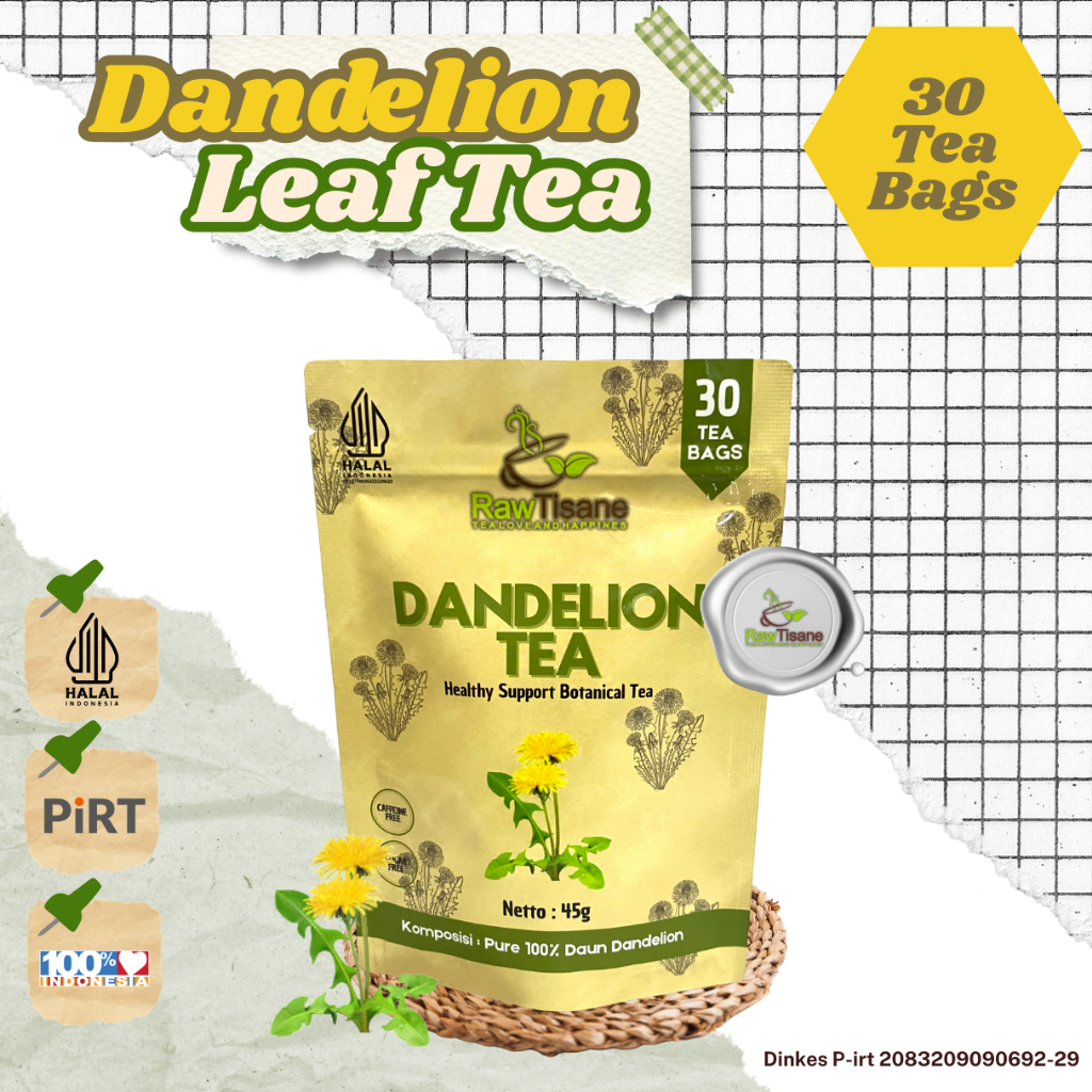 

RAW TISANE Dandelion Tea : Teh Celup Daun Dandelion / Teh Daun Jombang Isi 30 Tea Bag