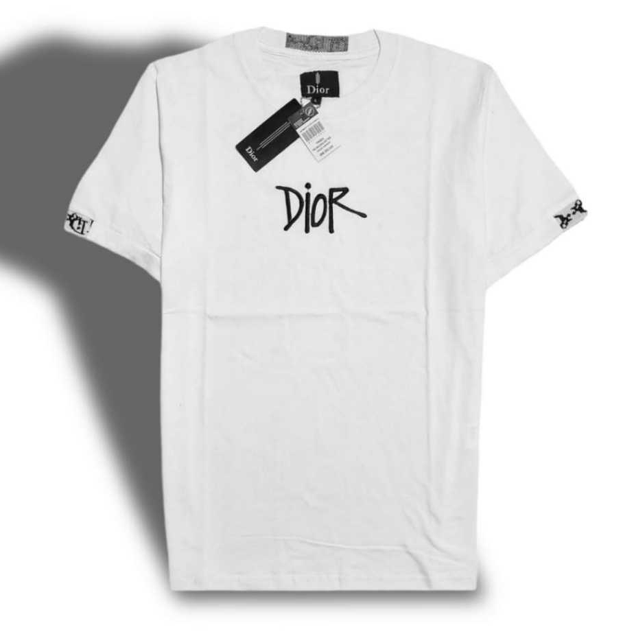 Baju Kaos Pria Lengan Pendek Tshirt Pria Model Tangan Karet Mix Bordir Bahan Katun 24s