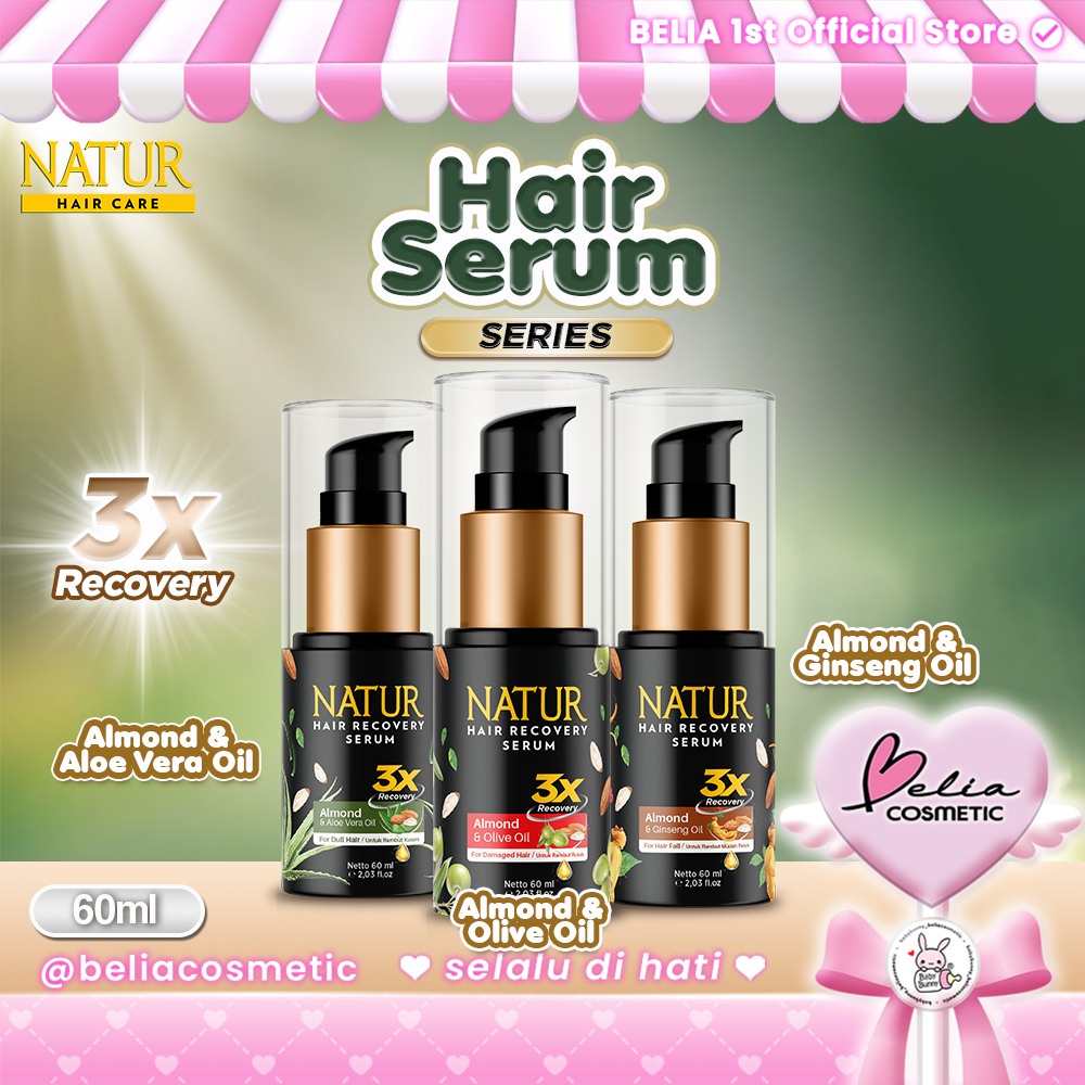 ❤ BELIA ❤ Natur Hair Recovery Serum Series | Almond & Olive Oil | Almond & Ginseng Oil | Almond & Al