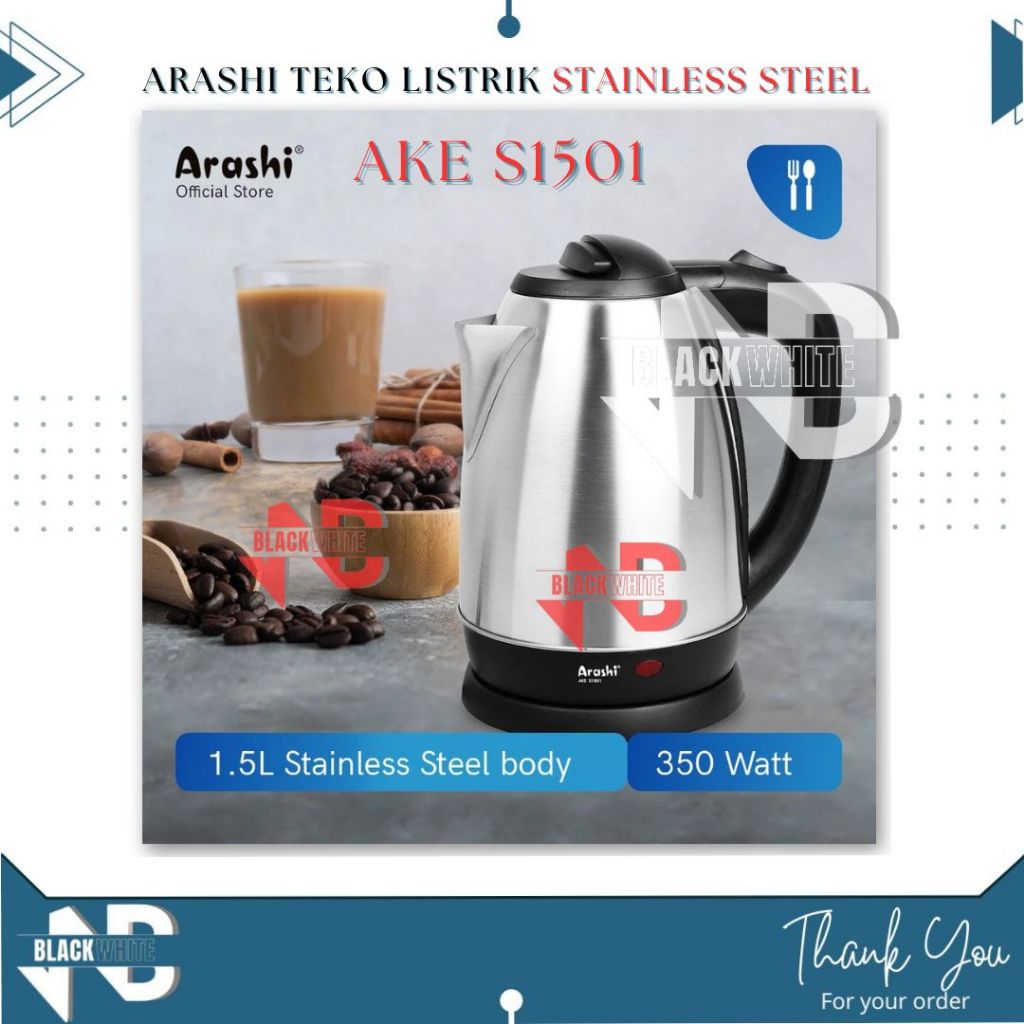 Arashi Teko Listrik Ketel Elektrik 1.5L 1.8L / Cerek Elektrik Arashi Otomatis