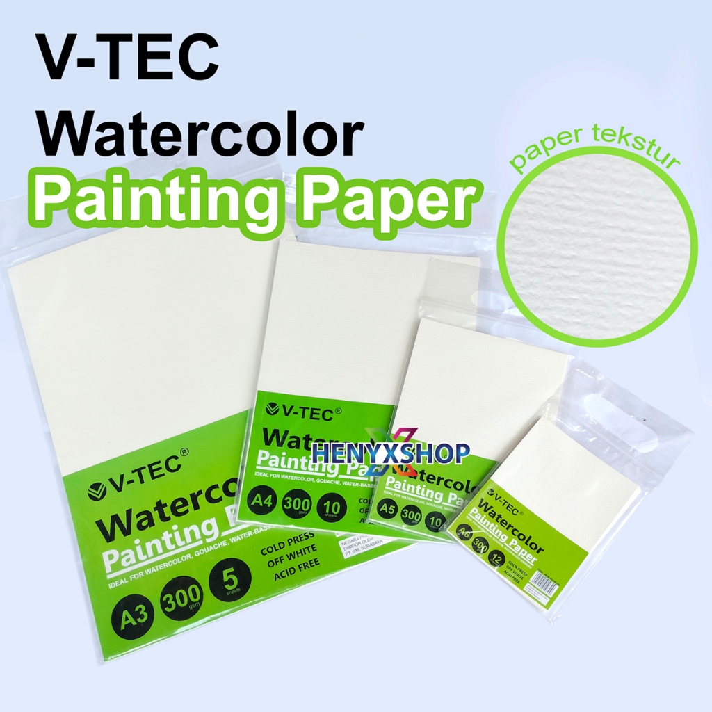 

COLD PRESS 300 gsm Watercolor Paper V-TEC Kertas Gambar Watercolor / Water Color Paper / Kertas Watercolour Painting