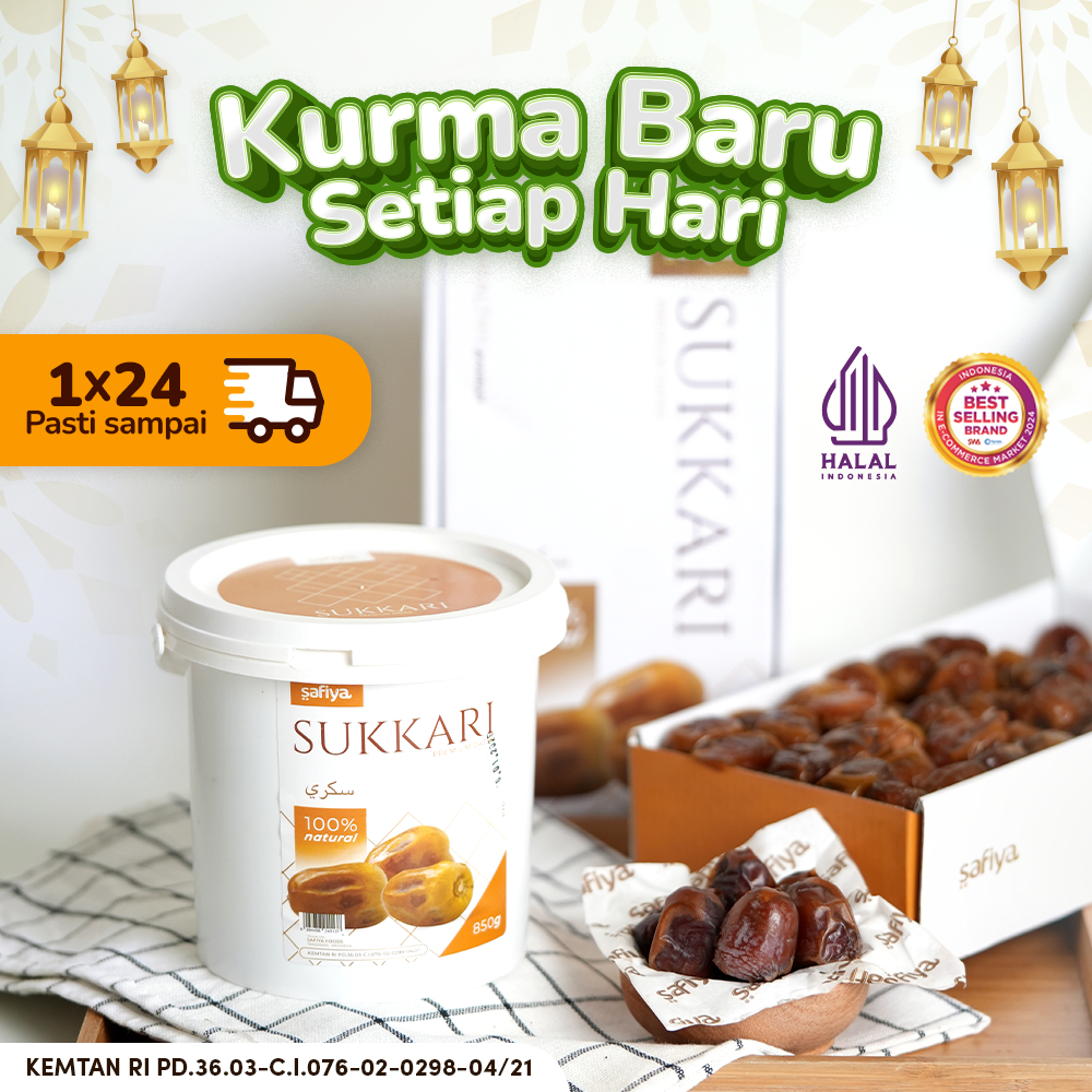 

Kurma Sukari Safiya 850gr Kemasan Ember Pure Fresh Dates