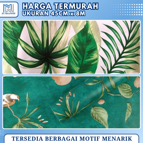 [COD 10M] Wallpaper Dinding Ruang Tamu Motif Daun Hijau Wallpaper Dinding Motif Alam 10 Meter