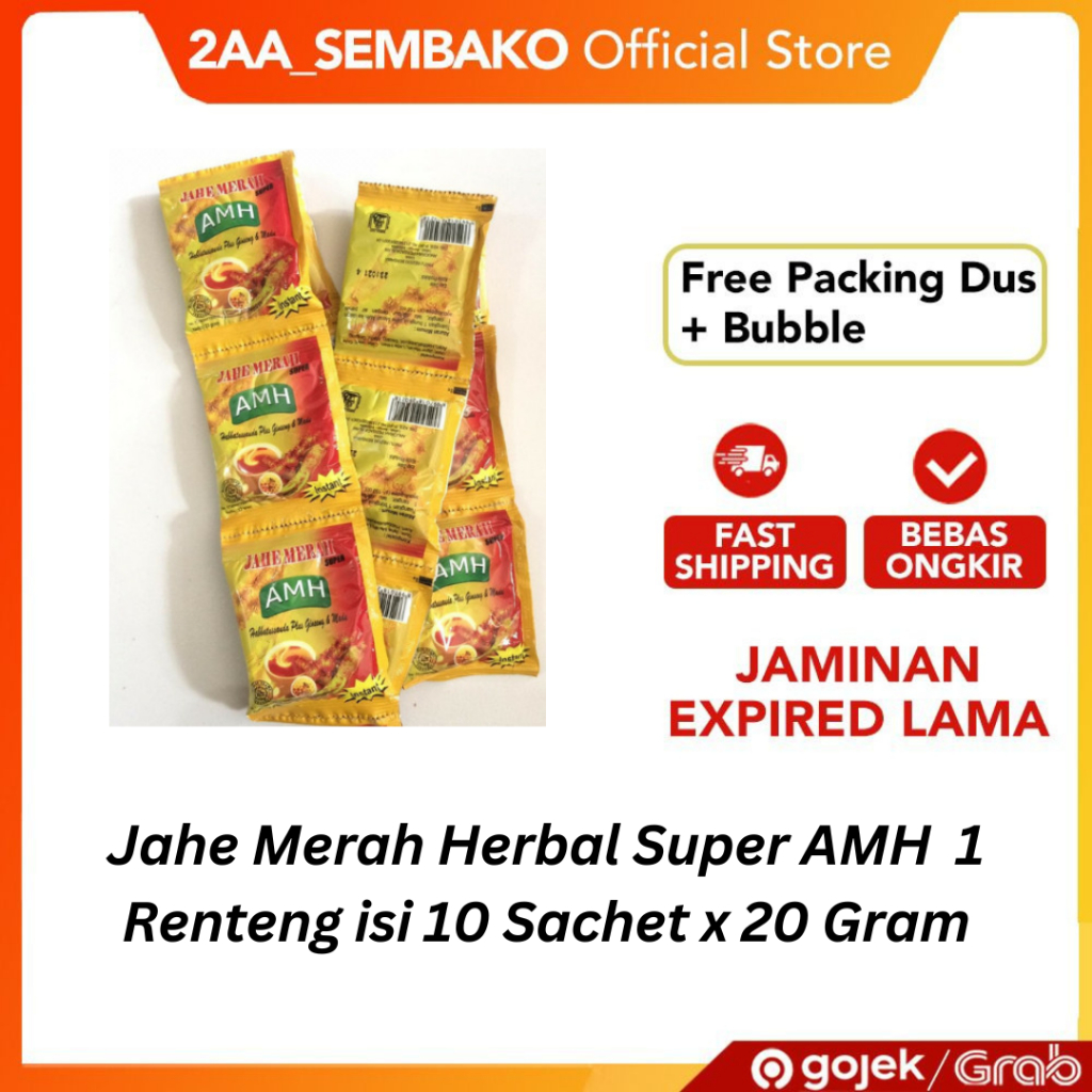 

Jahe Merah Herbal Super AMH 1 Renteng isi 10 Sachet x 20 Gram