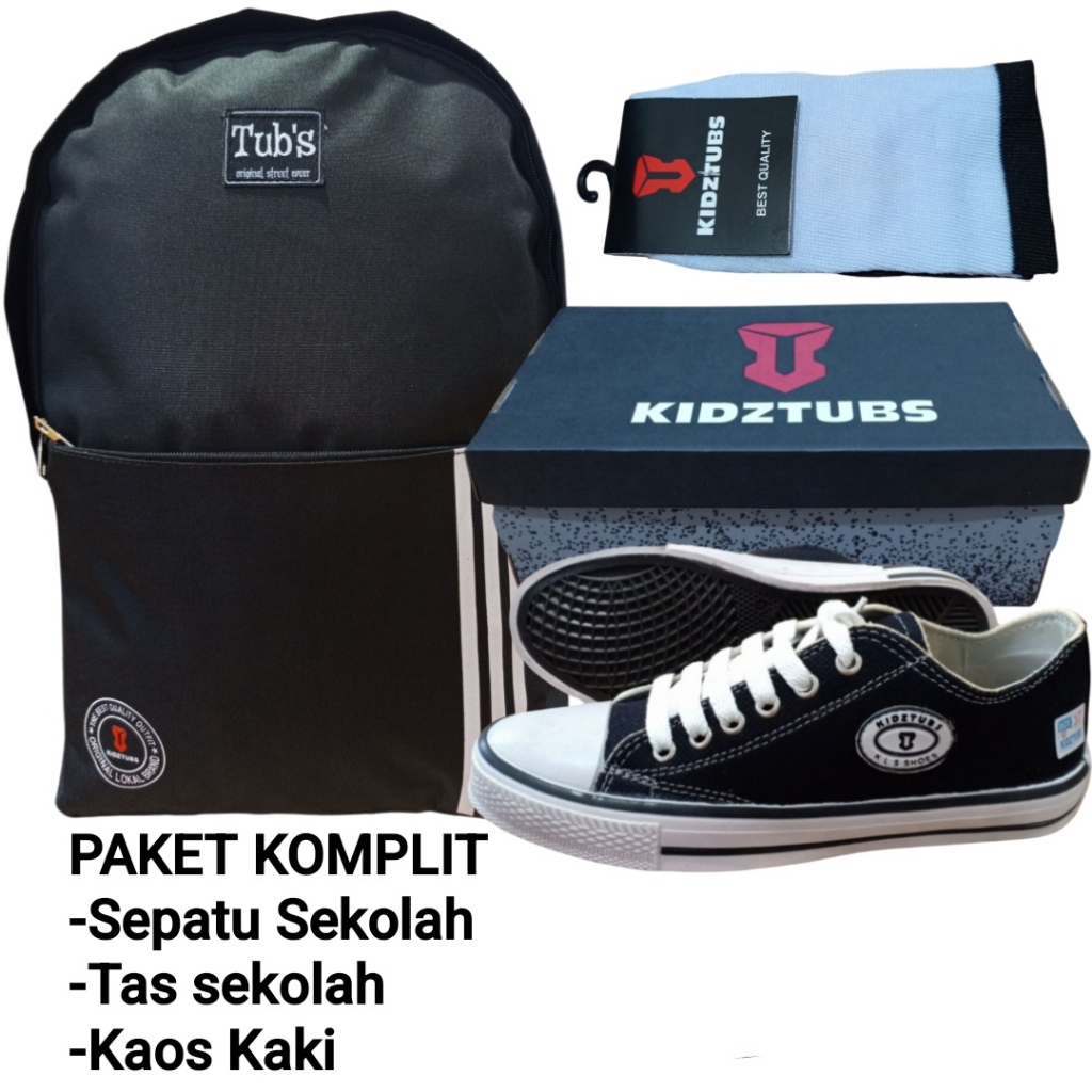 KIDZTUBS Sepatu Sekolah Anak Paket Komplit Sepatu Sekolah + Tas Sekolah + Kaos Kaki TUBS1618022225
