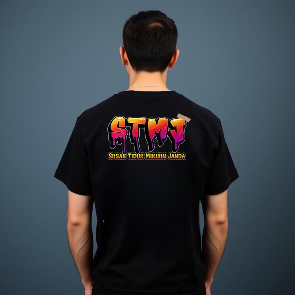 Kaos Kata-kata Singkatan Unik STMJ Susah Tidur Mikirin Janda Baju Distro Pria Dewasa Cotton Combed 2