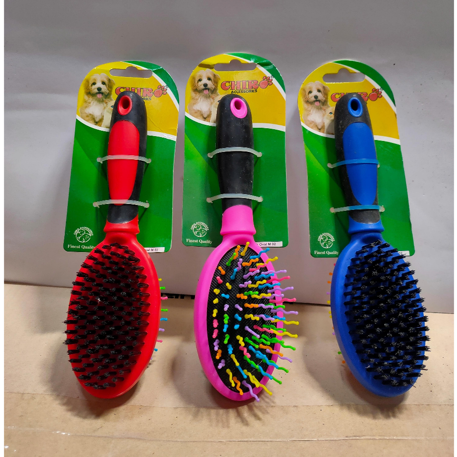 SISIR GROOMING Kucing Anjing Kelinci Chiro Sisir Sikat Grooming Oval sisir grooming dua sisi