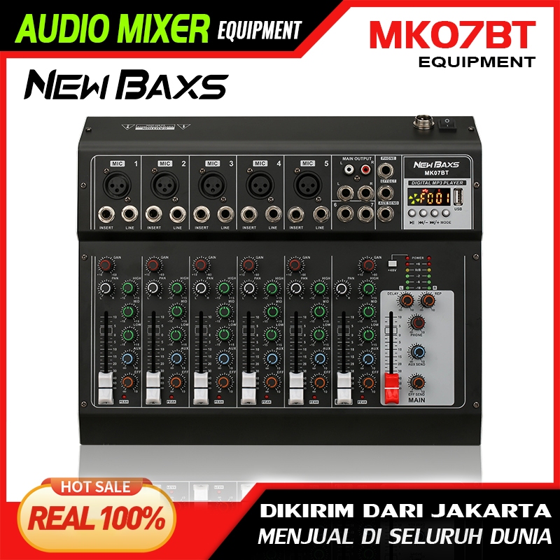 [NEW BAXS Profesional Mixer audio mini efek vokal MK07BT] Mixer 7 Channel murah - Rekaman Multi Trac