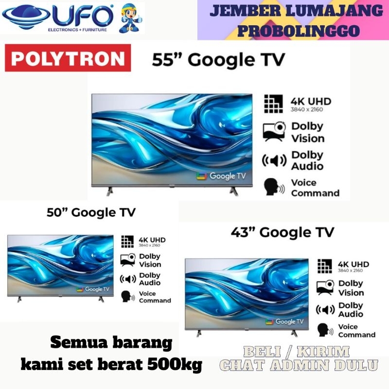 [PROMO 7.7]POLYTRON 50UG3059 65UG5059 55UG3059  43UG3059 LED TV GOOGLE TV 65 " 55 " 50 " & 43 " INCH