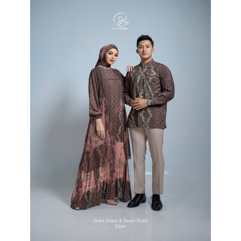 DYN clothingline shea Dress dan swan koko/ Couple set lebaran