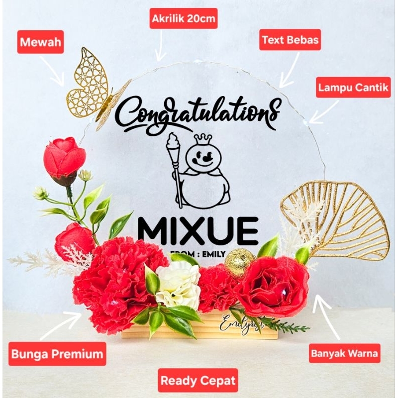[KIRIM HARI INI] Akrilik Flower Big 20 cm | Balon Bouquet Bunga Premium Box | Flower Buket Viral Bal