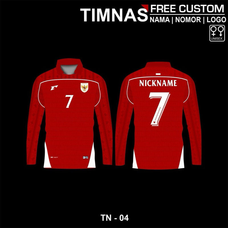 Atasan Anak Kerah Lengan Panjang Jersey Timnas Indonesia Kaos Oalahraga Sepakbola Baju Bola