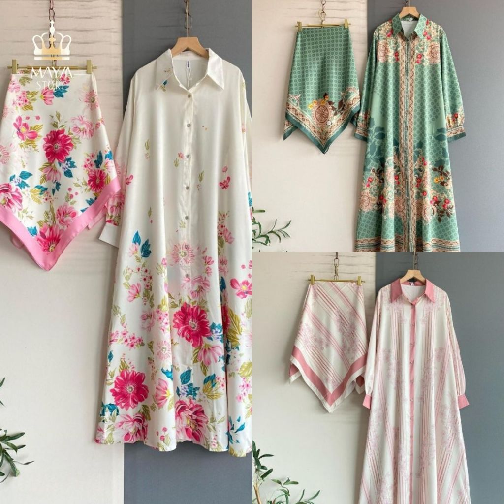 Gamis Katun Silk Premium + Hijab – Elegan, Nyaman, dan Anggun