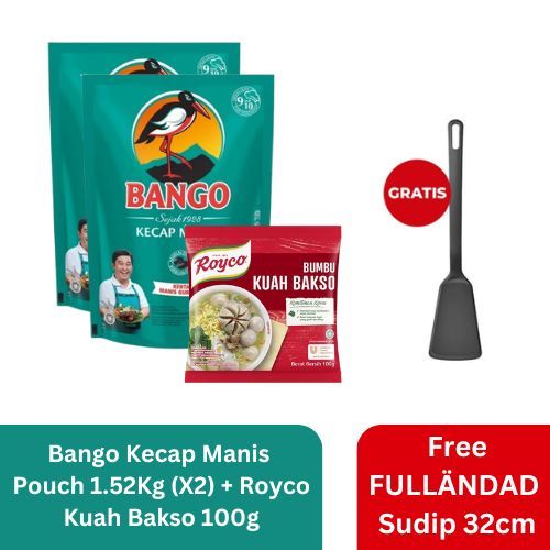 

Bango Kecap Manis Pouch 1.52Kg (X2) + Royco Kuah Bakso 100g + Free Gift - FULLÄNDAD Sudip 32cm