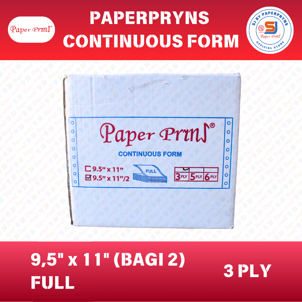 

PAPERPRYNS Continuous Form 9,5" × 11/2" (BAGI 2) - 3 PLY FULL - NCR Sheets