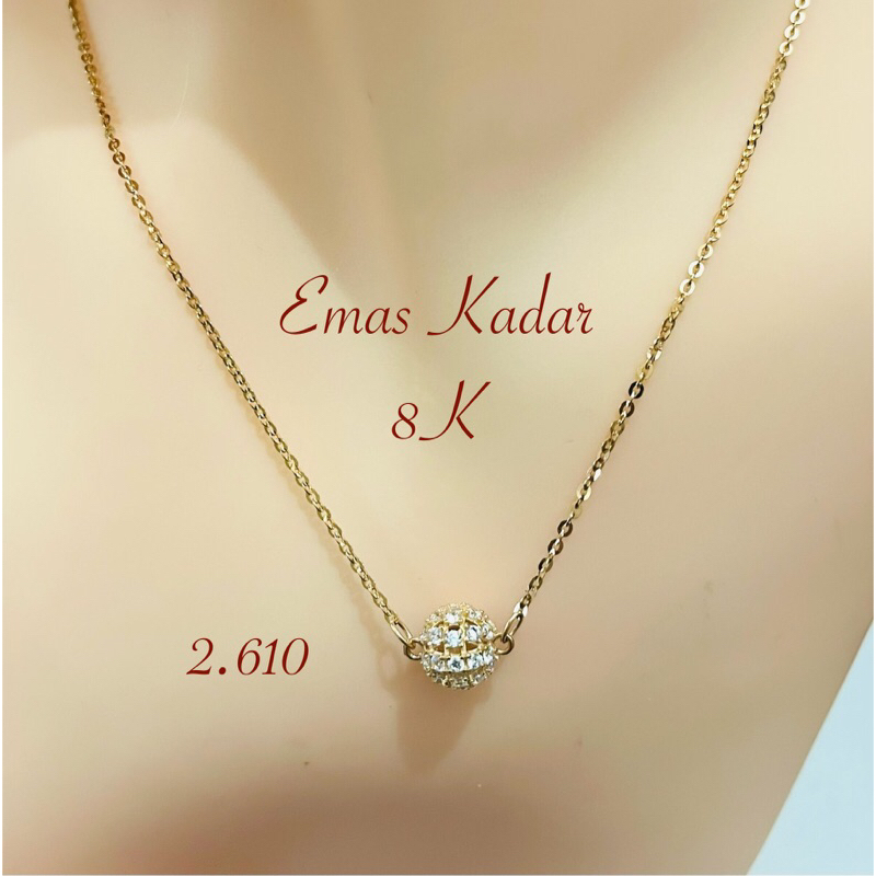 KALUNG BOLA EMAS BATU PUTIH 2.16 GRAM KADAR 8K