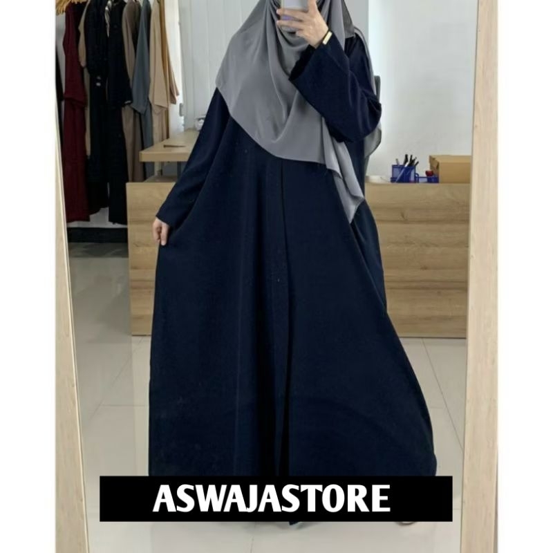 Limited Gamis Abaya Polos Turkey Set Hijab - Remaja Aesthetic Busui Frendly Dress Arab Basic Hitam