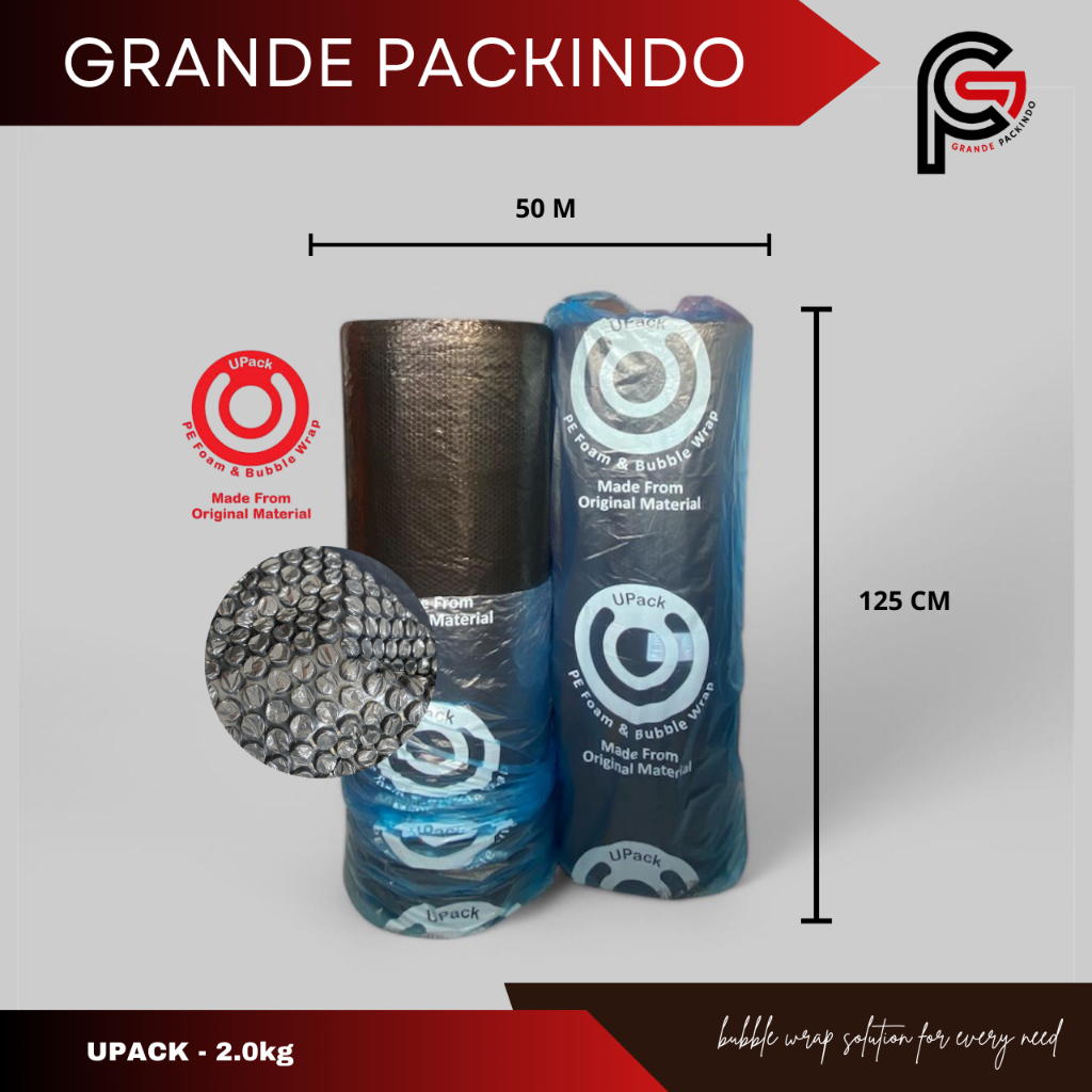 

TERMURAH!!! Bubble Wrap Roll PREMIUM MURAH 125cm x 50m Ukuran 2.0 kg Merek UPACK MURAH BERKUALITAS