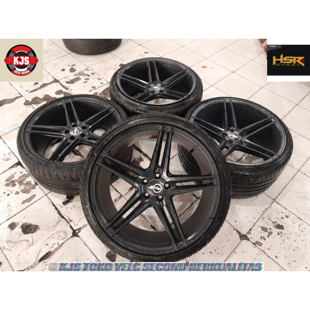 VELG RACING SECOND MODEL VOSSEN RING 19 PCD 5X100 LEBAR 8.5-9.5 OFFSET 45-40 WARNA BLACK + BAN 225 3