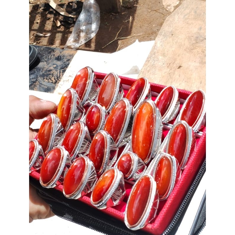 Cincin batu akik pandan merah Jamblang