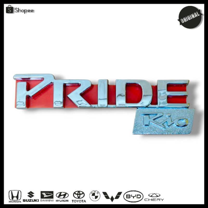 Emblem Logo Tulisan PRIDE RIO Kia 2007-2023 Original// Emblem Tulisan Pride Rio Original