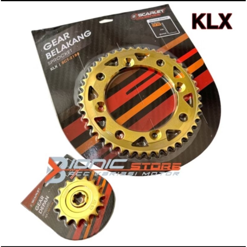 Scarlet Racing - Paket Gear Depan Belakang Klx Dtracker Scarlet Original Gir Gigi Tarik Klx Scarlet 