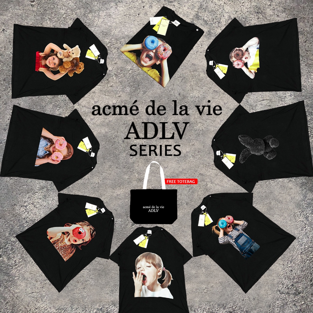 TSHIRT A_D_LV BABY FACE FREE TOTEBAG / BLACK & WHITE TEE / KAOS MIRROR 1:1