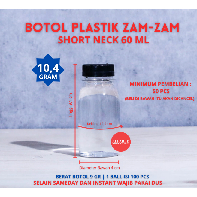 BOTOL PLASTIK ZAM ZAM 60ML PET 60 ML