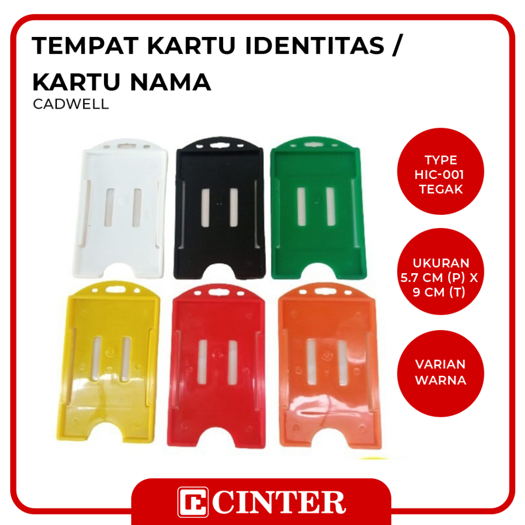 

CADWELL - TEMPAT KARTU IDENTITAS / KARTU NAMA/ TEMPAT PAPAN NAMA / CARD HOLDER / NAME TAG / NAME BADGE / NAME PLATE ID CARD 718 TEGAK