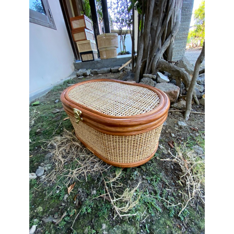 Oval Square Webbing Kecil 30x20x15 Box Rotan Kotak Hampers