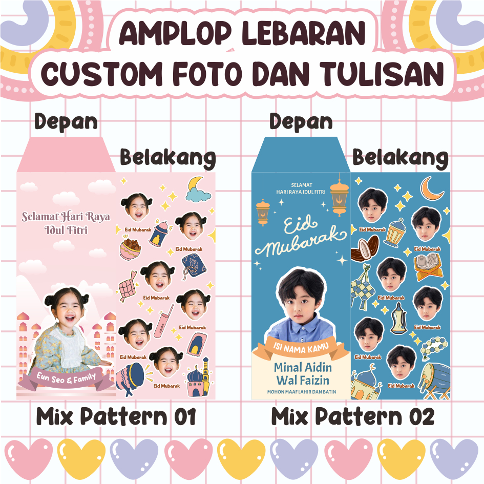 

(Minimal Order 2 Pack) Amplop Lebaran Custom Wajah 2025 / Amplop Lebaran 1446H / Amplop Custom / Amplop / Amplop Lebaran Customer