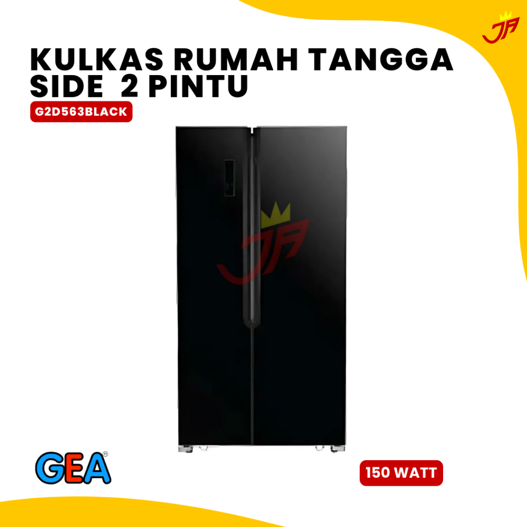 Kulkas Rumah Tangga Side By Side GEA Type G2D-563 BLACK/Kulkas 2 Pintu 563Liter GEA