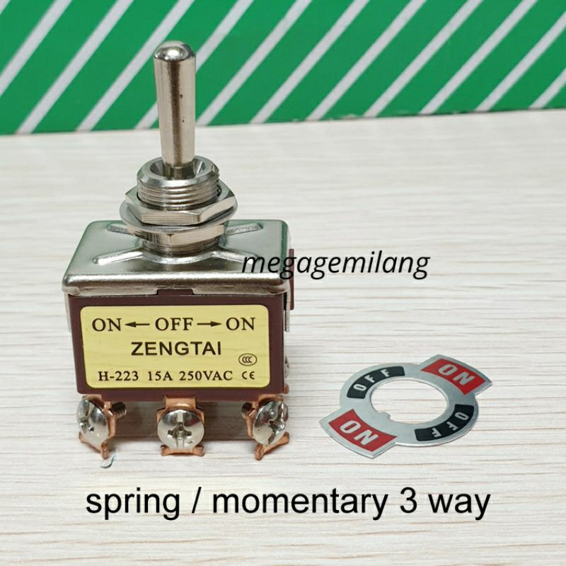 Saklar Toggle switch momentary 6p (on) - off - (on) togle togel switch spring