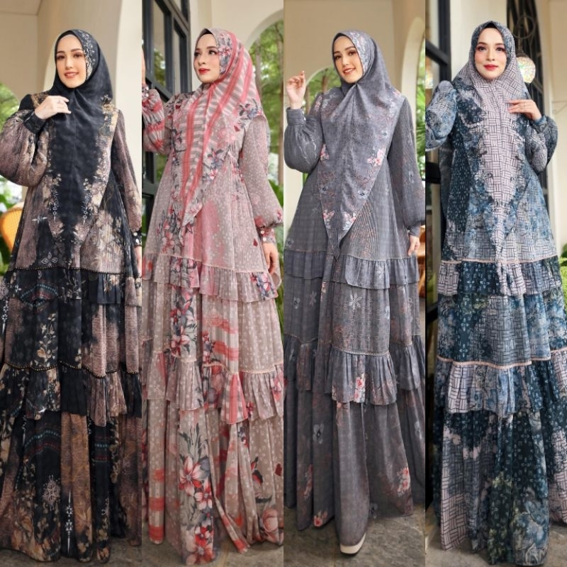 Gamis FAUZANA series by Eldeena syar'i, gamis premium Eldeena, gamis lebaran