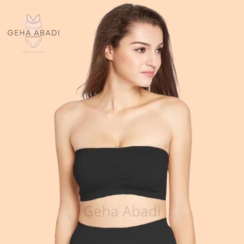 Geha Abadi  - Bra Kemben Busa Tanpa Kawat Tanpa Tali - BH Wanita Strapless Bra jumbo Crop Bralette B
