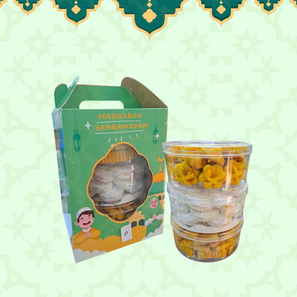 

PARCEL KUE LEBARAN IDUL FITRI KUE KERING SET ISI 3 TOPLES HAMPERS RAMADHAN KUKIS
