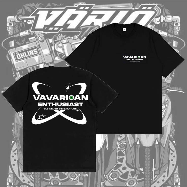 Kaos Vario Vavarioan Enthusiast Hitam Kaos Vario VAVARIOAN ENTHUSIAST Hitam Terlaris Pria Wanita